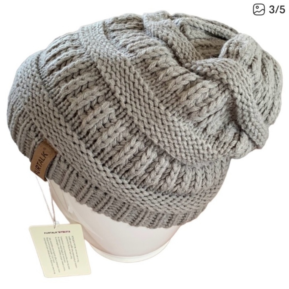 Furtalk Gray Knit Beanie - Picture 3 of 5